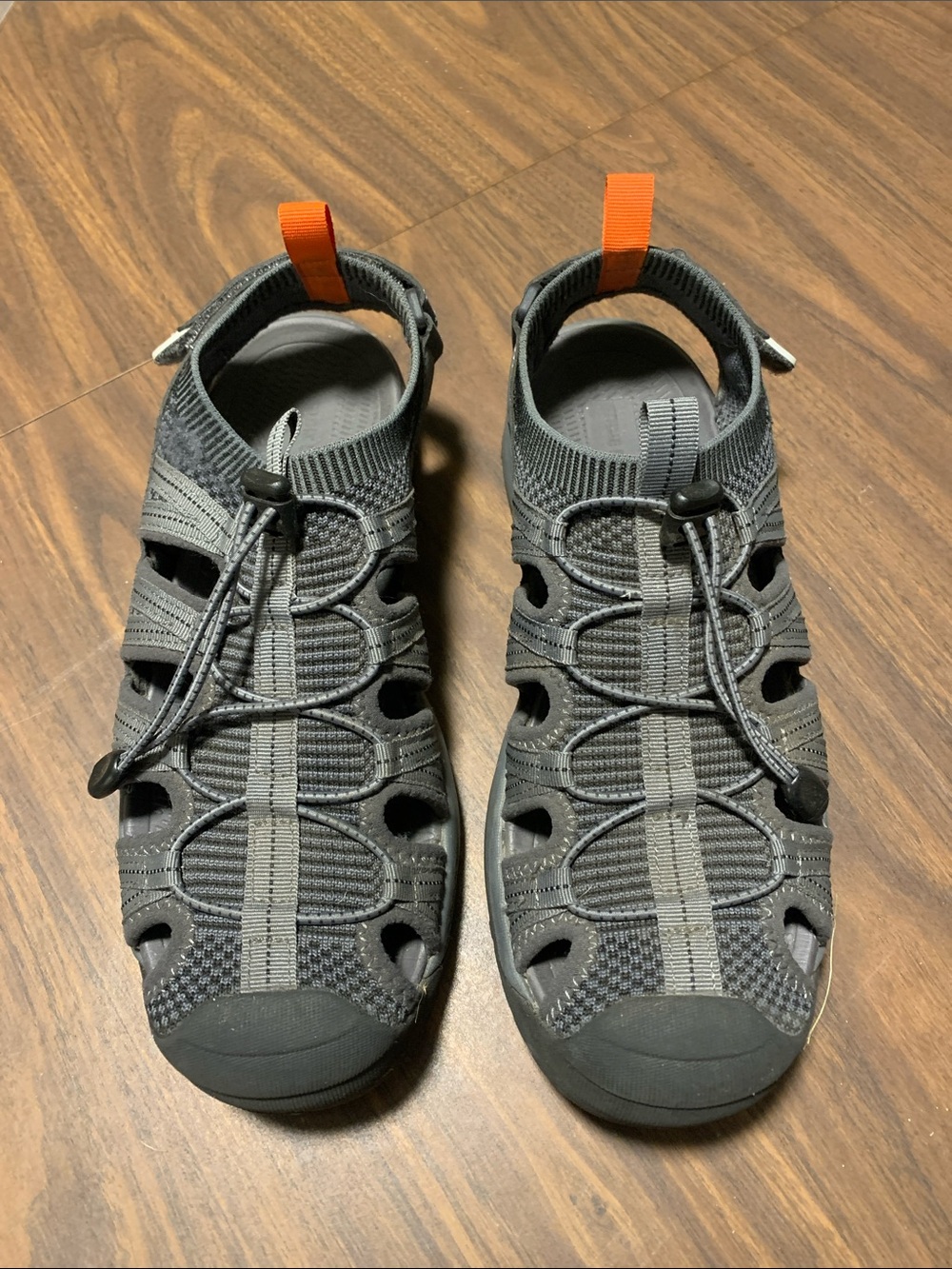 Eddie Bauer Gray Active Water Sandals with Orange Heel Tabs